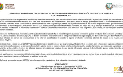 A LOS DERECHOHABIENTES DEL SEGURO SOCIAL DE LOS TRABAJADORES DE LA EDUCACIÓN DEL ESTADO DE VERACRUZ A LA OPINIÓN PÚBLICA: